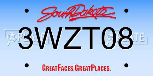 3WZT08 South Dakota License Plate