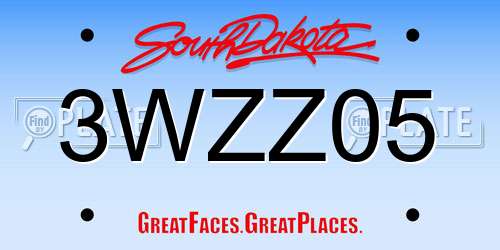 3WZZ05 South Dakota License Plate