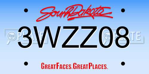 3WZZ08 South Dakota License Plate
