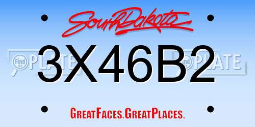 3X46B2 South Dakota License Plate