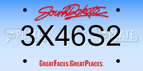 3X46S2 South Dakota License Plate