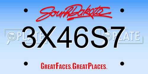 3X46S7 South Dakota License Plate