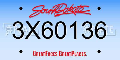 3X60136 South Dakota License Plate