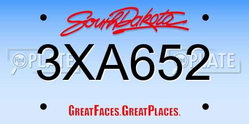 3XA652 South Dakota License Plate