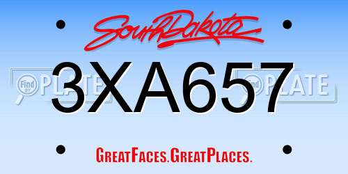 3XA657 South Dakota License Plate