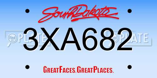 3XA682 South Dakota License Plate