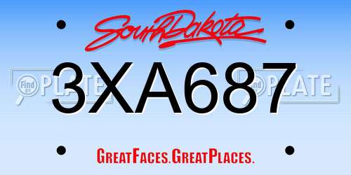 3XA687 South Dakota License Plate
