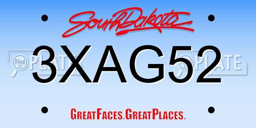 3XAG52 South Dakota License Plate