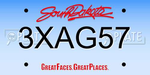 3XAG57 South Dakota License Plate