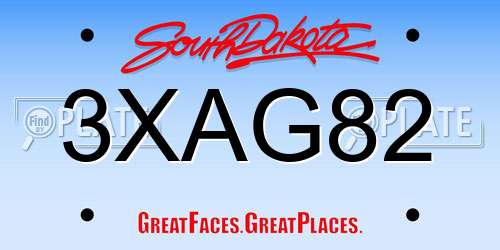 3XAG82 South Dakota License Plate