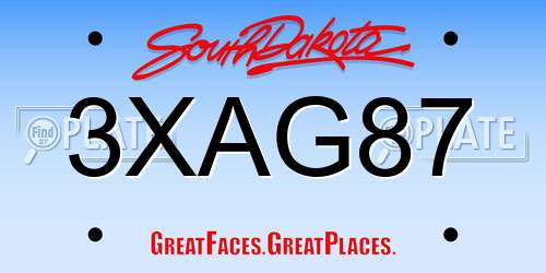 3XAG87 South Dakota License Plate