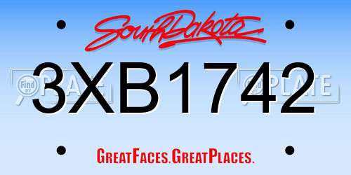 3XB1742 South Dakota License Plate