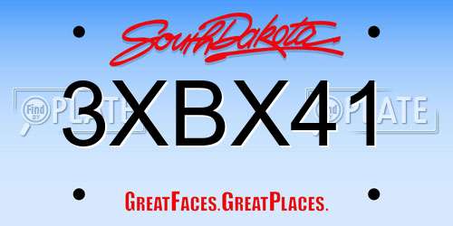 3XBX41 South Dakota License Plate