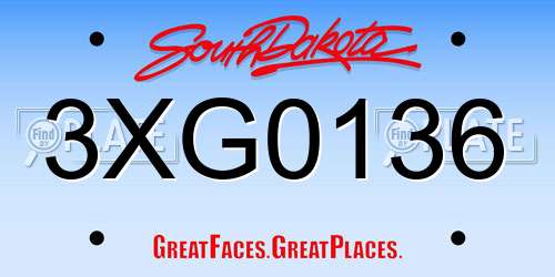 3XG0136 South Dakota License Plate