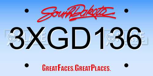 3XGD136 South Dakota License Plate