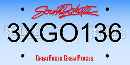 3XGO136 South Dakota License Plate