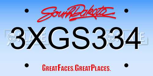 3XGS334 South Dakota License Plate