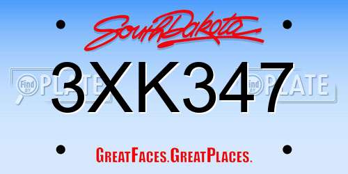 3XK347 South Dakota License Plate