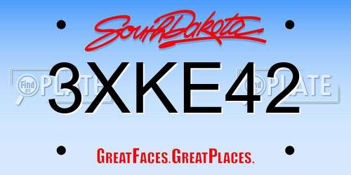 3XKE42 South Dakota License Plate