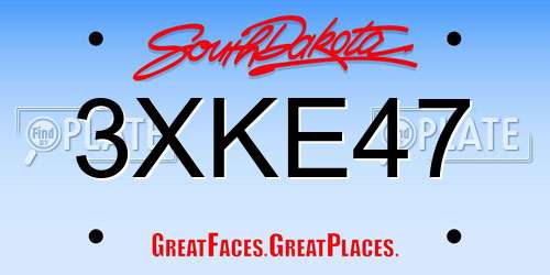 3XKE47 South Dakota License Plate