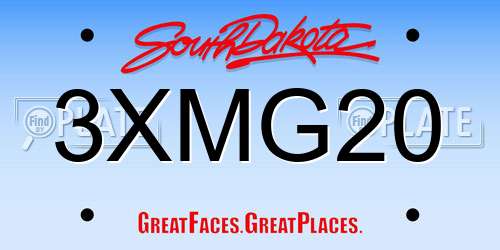 3XMG20 South Dakota License Plate