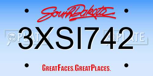 3XSI742 South Dakota License Plate