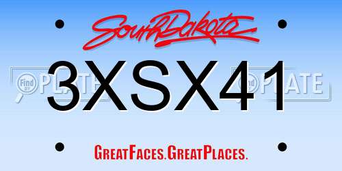 3XSX41 South Dakota License Plate