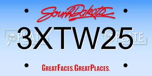 3XTW25 South Dakota License Plate