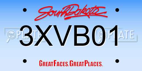 3XVB01 South Dakota License Plate