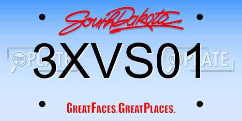 3XVS01 South Dakota License Plate