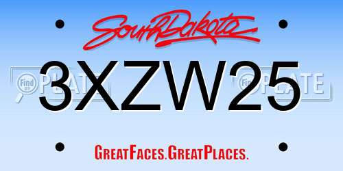 3XZW25 South Dakota License Plate