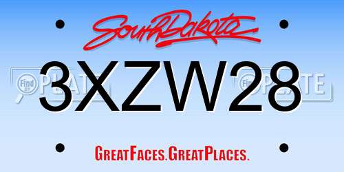 3XZW28 South Dakota License Plate
