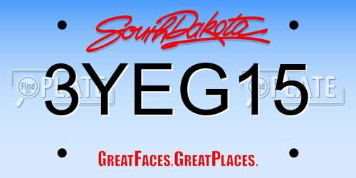 3YEG15 South Dakota License Plate