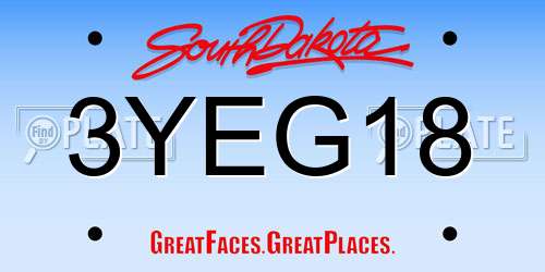 3YEG18 South Dakota License Plate