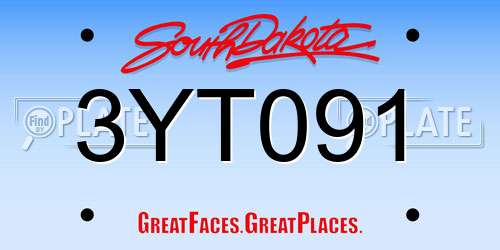 3YT091 South Dakota License Plate