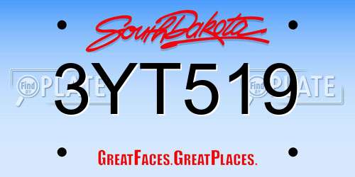 3YT519 South Dakota License Plate
