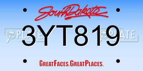 3YT819 South Dakota License Plate