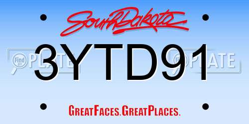 3YTD91 South Dakota License Plate
