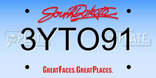 3YTO91 South Dakota License Plate