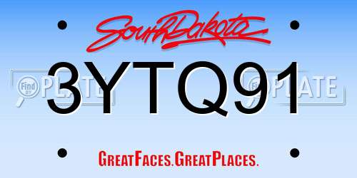 3YTQ91 South Dakota License Plate