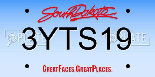 3YTS19 South Dakota License Plate