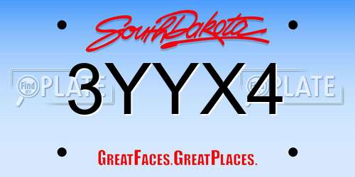 3YYX4 South Dakota License Plate