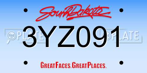 3YZ091 South Dakota License Plate