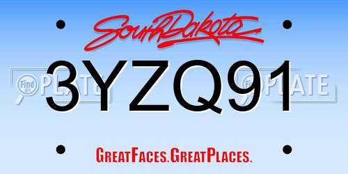 3YZQ91 South Dakota License Plate