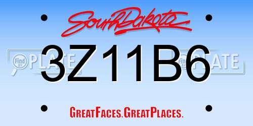 3Z11B6 South Dakota License Plate