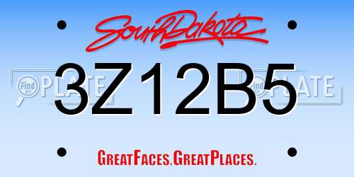 3Z12B5 South Dakota License Plate