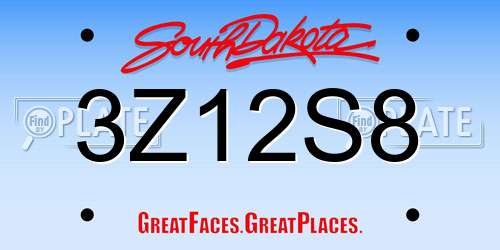 3Z12S8 South Dakota License Plate