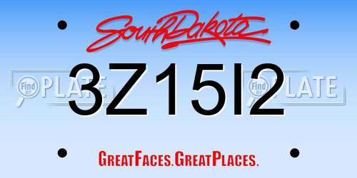 3Z15I2 South Dakota License Plate