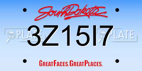 3Z15I7 South Dakota License Plate