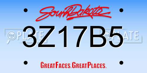 3Z17B5 South Dakota License Plate
